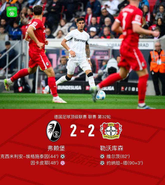勒沃勝弗賴堡，拜仁奪冠；維爾茨進(jìn)球，塔絕平。